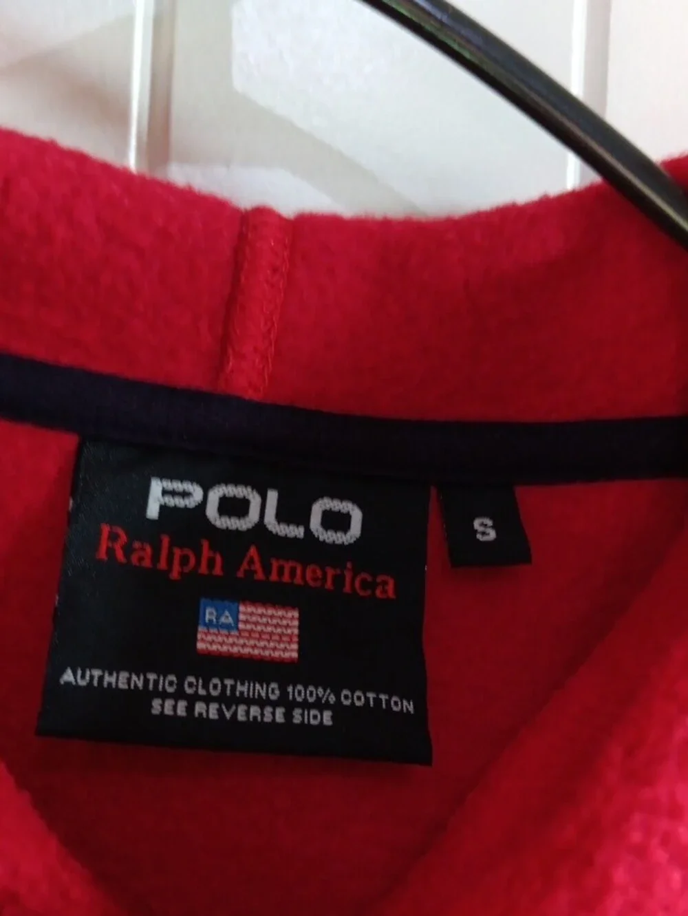 Polo by Ralph Lauren Red Fleece Hoodie with Navy Drawcords